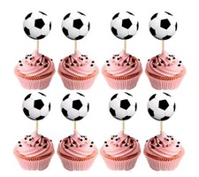 12 x Football Cake Picks Cupcake Toppers /Sports Game Birthday Party Decoration 