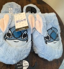 Disney Stitch Light Blue Faux Fur Mule Slippers