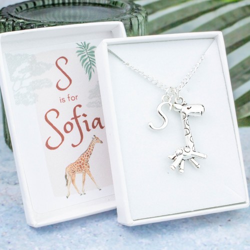 Giraffe necklace personalised - giraffe,