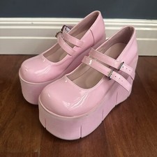Demonia Kera Mary Jane Platform Shoes Pink Faux Leather Goth Lolita Punk Size 6