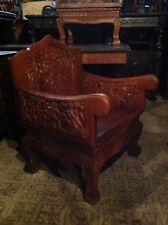 Pair Carved Throne Chairs Bali Cambodia Vietnam Burma Indonesia Laos Thailand