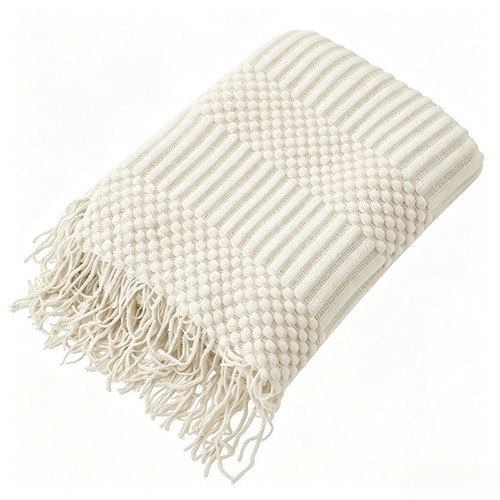 Large solid knitted throw - solid,