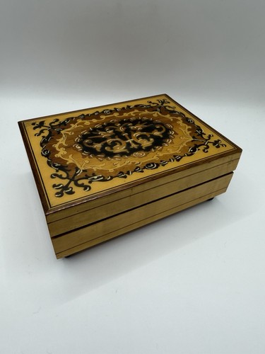 Vintage swiss wooden music box - vintage,