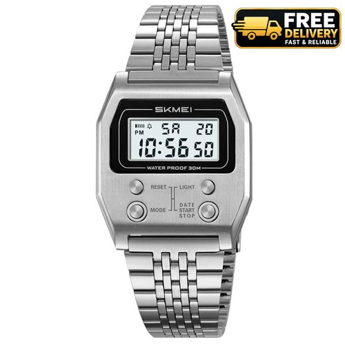 Mens digital watch - digital, stainless
