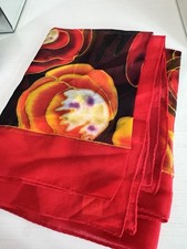 New PCA Pier Carlo D’Alessio Italian Designer Hand Painted Silk Red Scarf Rare