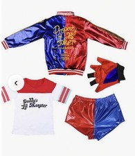 Girls Harley Quinn X-LargeFull Outfit Jacket Shorts t-Shirt 11 To 12 Years