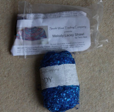 NEW South West Trading Company Melody Lacy Scarf Knitting Pattern & Blue Yarn