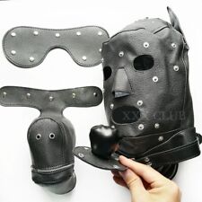 PU Leather Puppy Gimp Mask Head Hood Harness BDSM Bondage Dog Headgear Roleplay