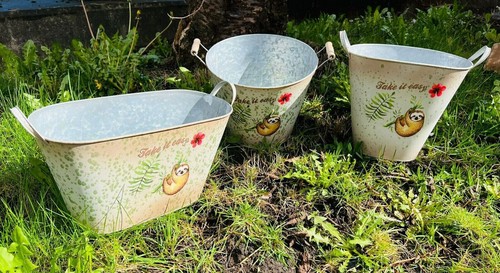 Garden metal planter sloth - garden,