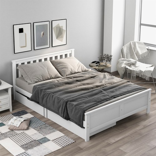 4ft6 wooden double bed - wooden, frame