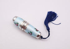 Vintage Silver Floral Guilloche Enamel Complete Sewing Bodkin Case London 1976