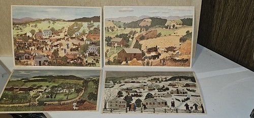 Vintage grandma moses set 4 - vintage,