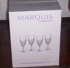WATERFORD MARQUIS BROOKSIDE ICED BEVERAGE GLASSES - New In Box Set of 4