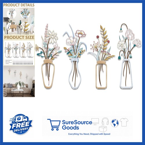 Metal flower wall art set - wall, 4