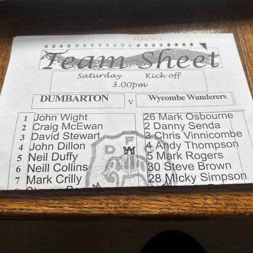 Dumbarton wycombe pre season - dumbarton,