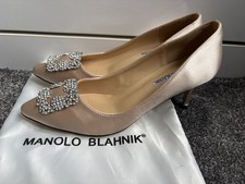 Manolo Blahnik Hangisi 70 Crystal Embellished Satin Pumps heeled uk 6.5 / eu 40