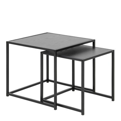 Black metal nest tables oak - nest,