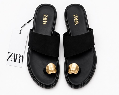 Zara beige black leather - leather, toe