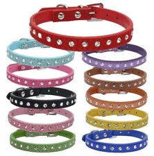 Suede Leather Dog Collar Diamante Puppy Bling Yorkie Teacup Chihuahua & Upwards