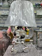 Bling Crushed Diamond Silver Stitch Table Lamp with Shade Ceramic Base Silver UK