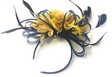 BESPOKE Navy Blue and Gold Fascinator Headband UK Wedding Ascot Races