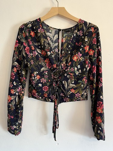 Topshop navy floral lace - navy, up