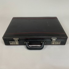 Black with Red Stitching Brief Case Combination Lock Salesman Office Attache