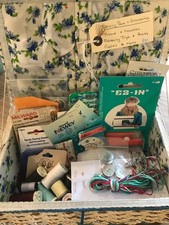 Vintage lined sewing box +