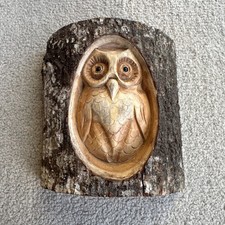 3D Hand Carved Natural Wood Owl Tree Trunk, Home Decoration, Gift good luck 