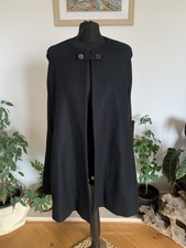 Stunning Zara Black Wool Cape Poncho Coat Jacket - Size Small