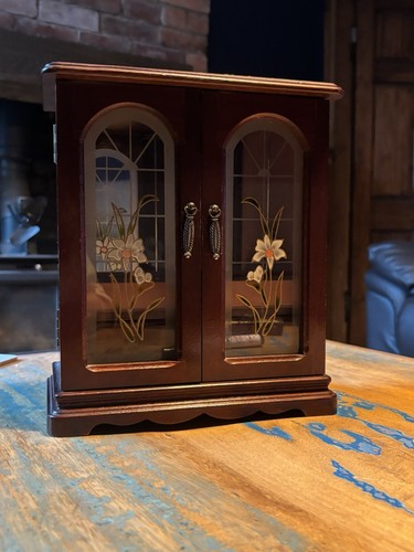 Vintage wooden jewelry armoire - vintage,