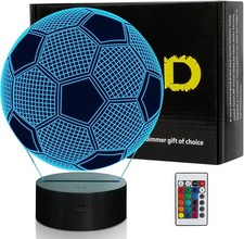 3D Football Night Light – 16 Colors LED Visual Lamp with Remote & Touch Control