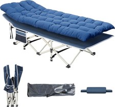YITAHOME Folding Camping Bed Adults 28" Extra Wide Heavy Duty Cot Blue