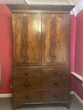 Antique Victorian Mahogany Linen Press
