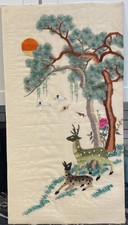 Chinese silk embroidery cranes - silk,