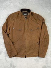 Barbour International Harry Wax Jacket Men's XXL Tan Brown Bomber Zip Up 2XL