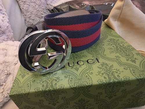 Gucci belt mens navy red - belt, size