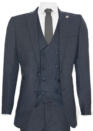 Mens blue wool piece suit - blue,