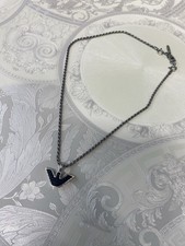 Emporio Armani Men's Necklace Armani Eagle Logo Pendant & Rope Chain Black Grey