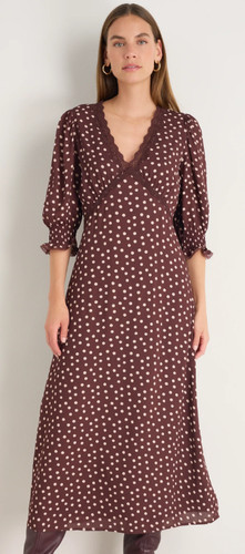 Wyse elodie dress mocha spot - dress,