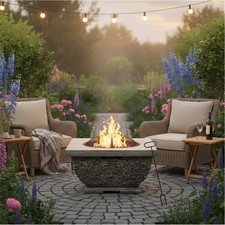 Square Stone Fire Pit Outdoor
