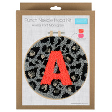 Trimits Punch Needle Kit Yarn & Hoop - Animal Print Monogram - No letter temple