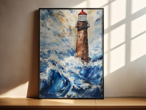 Lighthouse stormy sea - lighthouse,