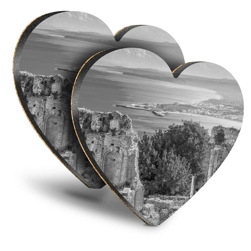 Heart mdf coasters bw - mdf,
