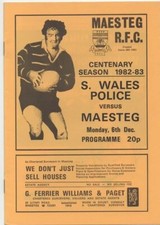 Dec 82 MAESTEG v SOUTH WALES POLICE - Maesteg Centenary Season