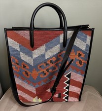 Smythson Bond Street RARE Kilim Jacquard & Leather Crossbody Shoulder Tote Bag 
