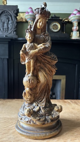 Antique carved madonna child - antique,