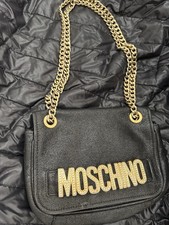 Moschino Black Shoulder Bag with Gold Chain Strap & Studded Logo