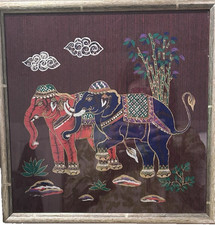 Framed burmese kalaga elephant - burmese,