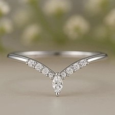 14K White Gold Finish 1Ct Marquise Cut Diamond Eternity Engagement Wedding Ring